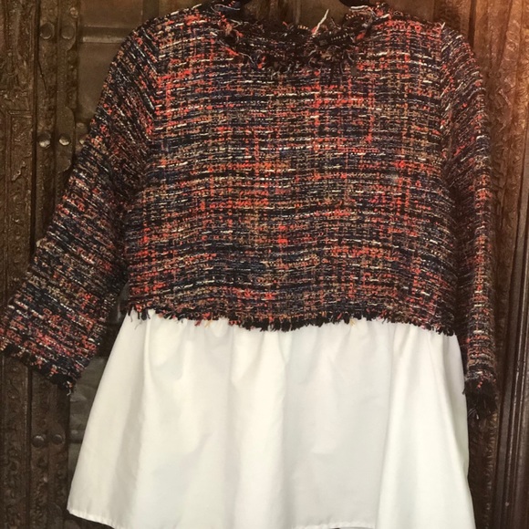 ZARA Tweed & Poplin Top ♥️ - Picture 11 of 16